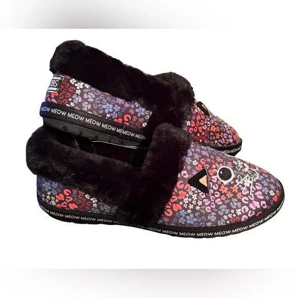 Bobs from Skechers NWT Size 10 Super Cute Faux Fur Cat Face Slippers (SH054) - Picture 3 of 9